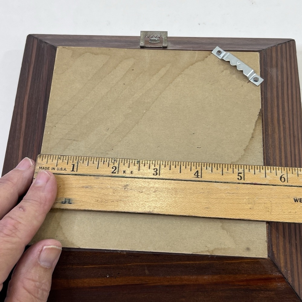 Carved Wood Square Wall Mirror 8x8 Brown Frame Diamond Hang Option - Picture 5 of 13